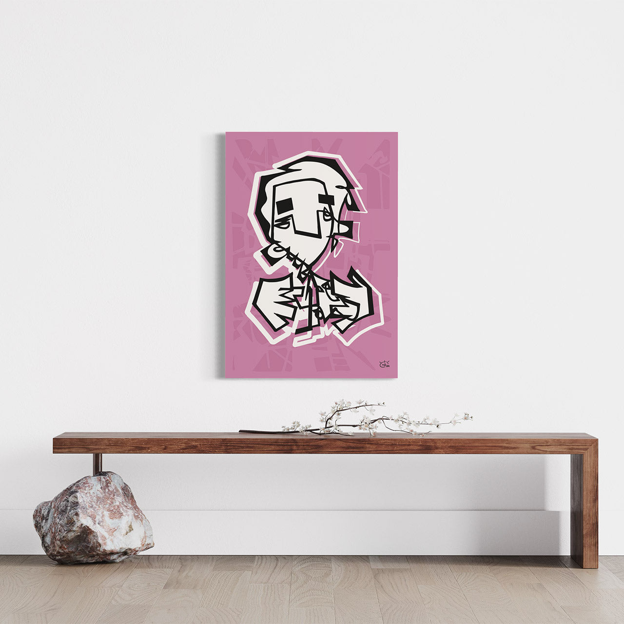 FINGERCOUNTER by MARKUS HAERTEL ART Rose Poster, one-line abstract motif with tension capture, final detail