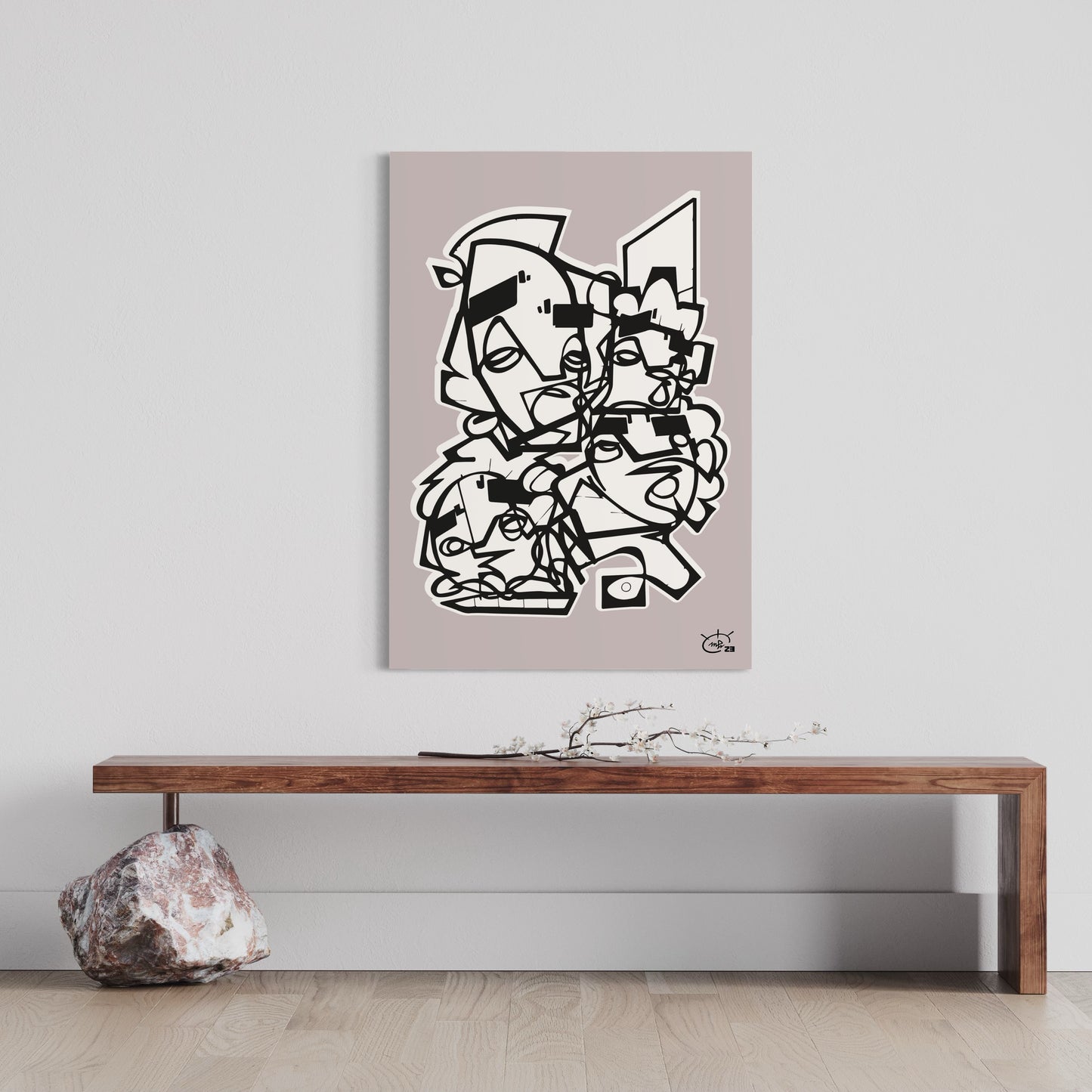 FRIENDSHIP Poster total showcase one-line stylized abstract emotional shards modern bold ink design