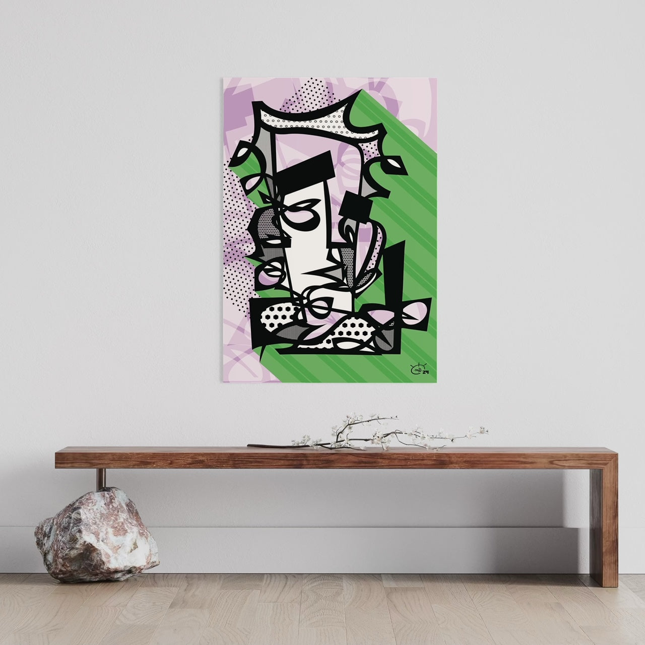PUNKA Poster modern space final perspective, edgy one-line punk portrait line emphasis focus