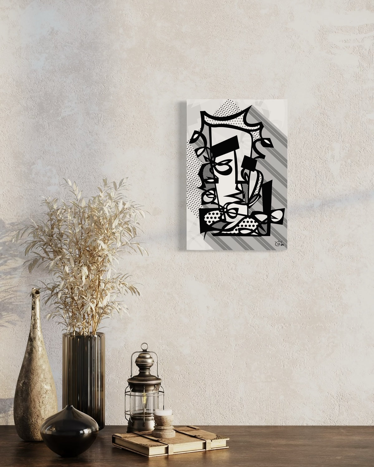 PUNKA | Modern abstract stylized one line canvas art print