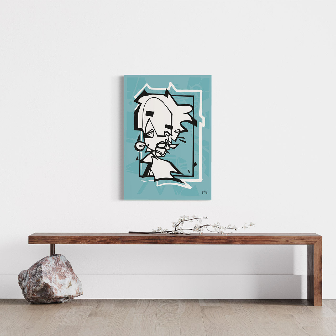 Miss Holle contemporary folklore Poster Blue 70x100, form-focused wall perspective