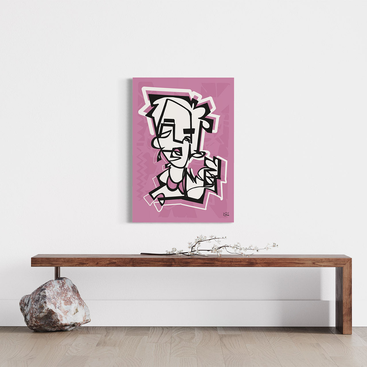 PENNYFOX Poster minimalist modern fox alternate focus seamless continuous rose background