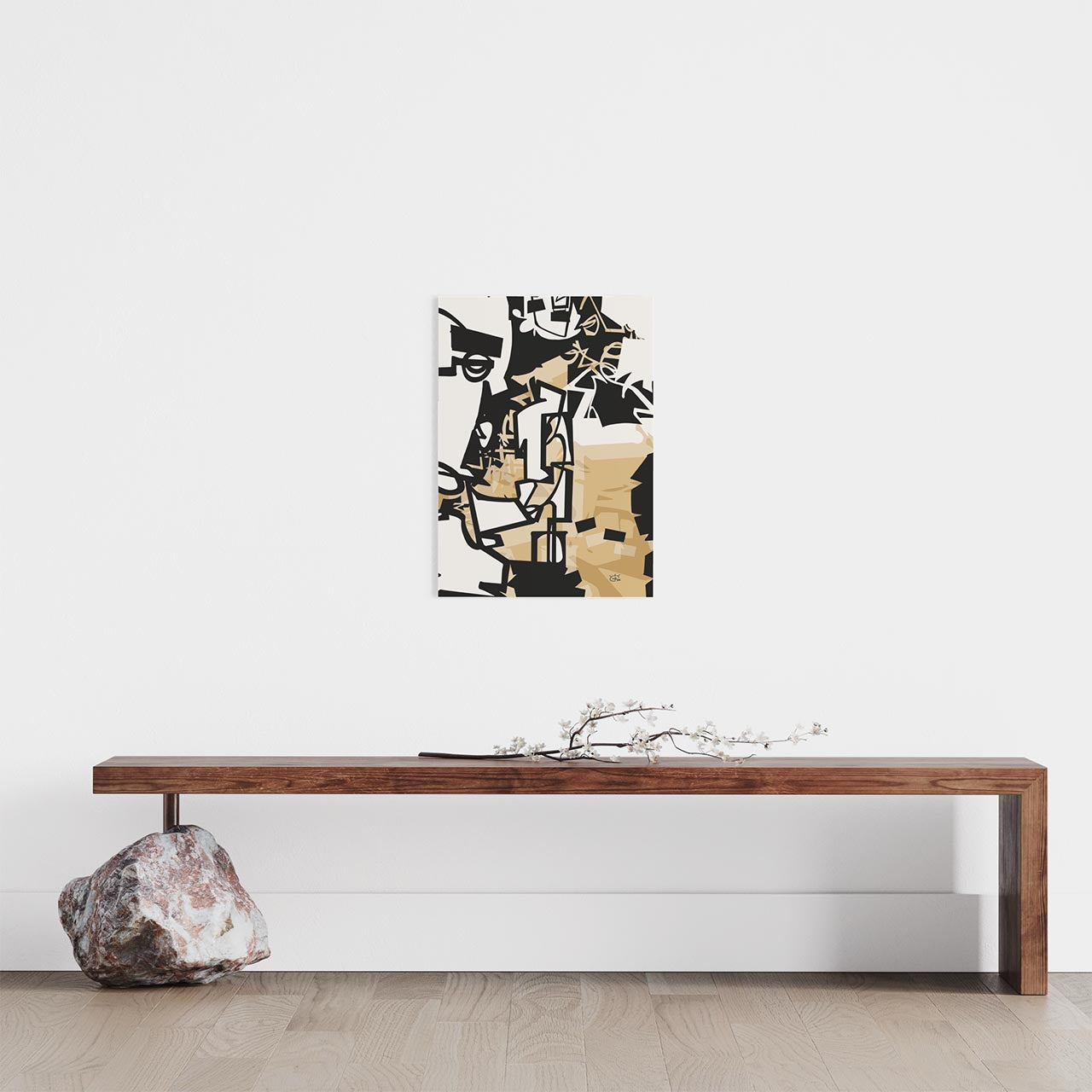 URBAN JUNGLE V02 by MARKUS HAERTEL ART yellow line art Poster studio product view