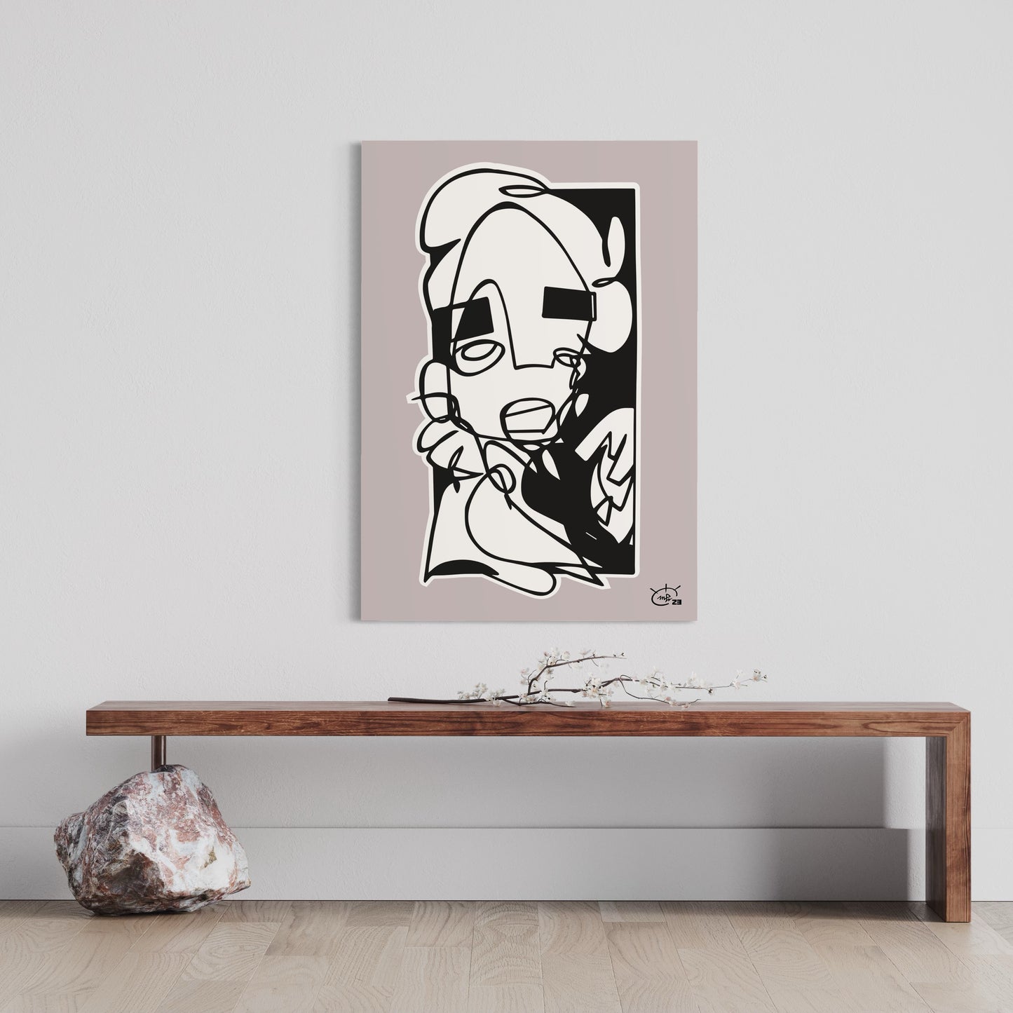 YO neo-cubist Poster wide composition by MARKUS HAERTEL ART, fluid simplicity