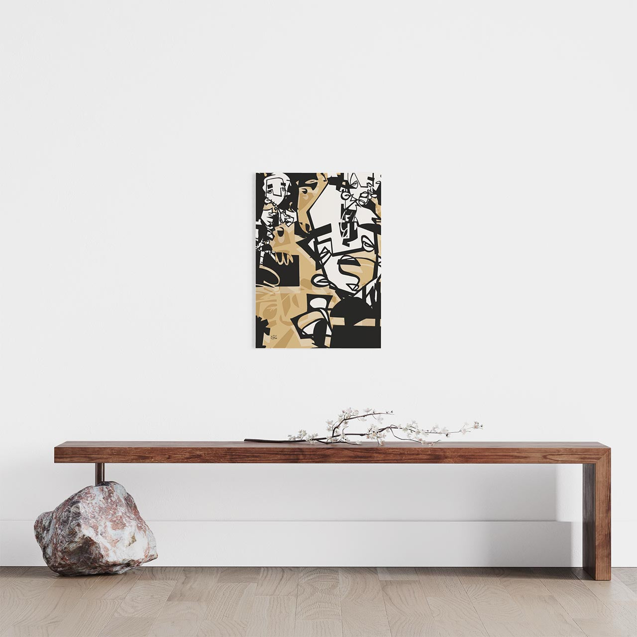 URBAN JUNGLE V03 one-line abstract Poster Yellow interlocking bold strokes final product focus