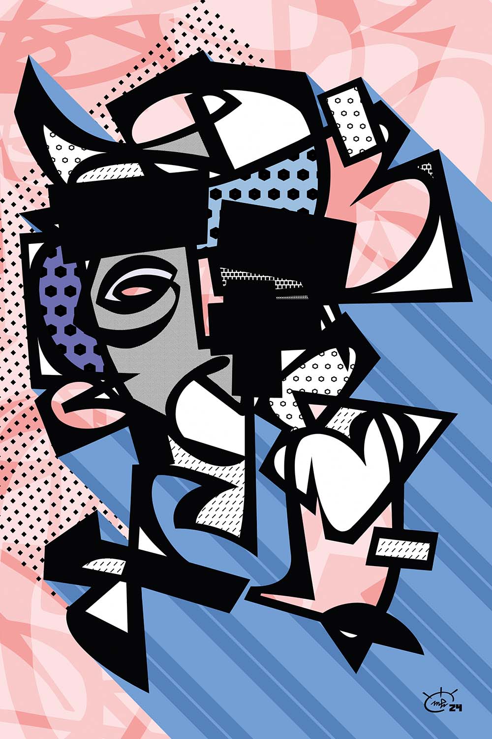 VATO LOCO | Single line modern abstract canvas art print