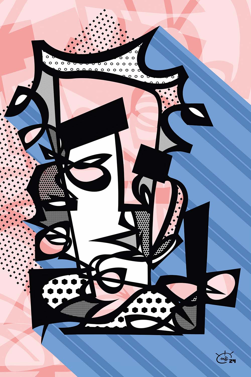 PUNKA | Modern abstract stylized one line canvas art print