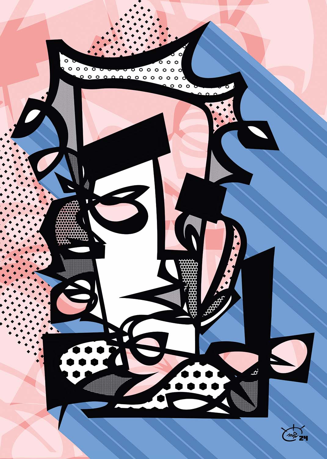 PUNKA | Modern abstract stylized one line canvas art print