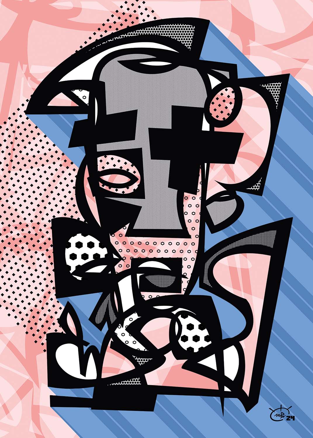 DJANGO | Abstract cubist canvas art print