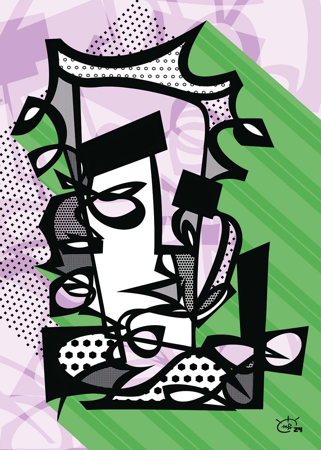PUNKA | Modern abstract stylized one line canvas art print