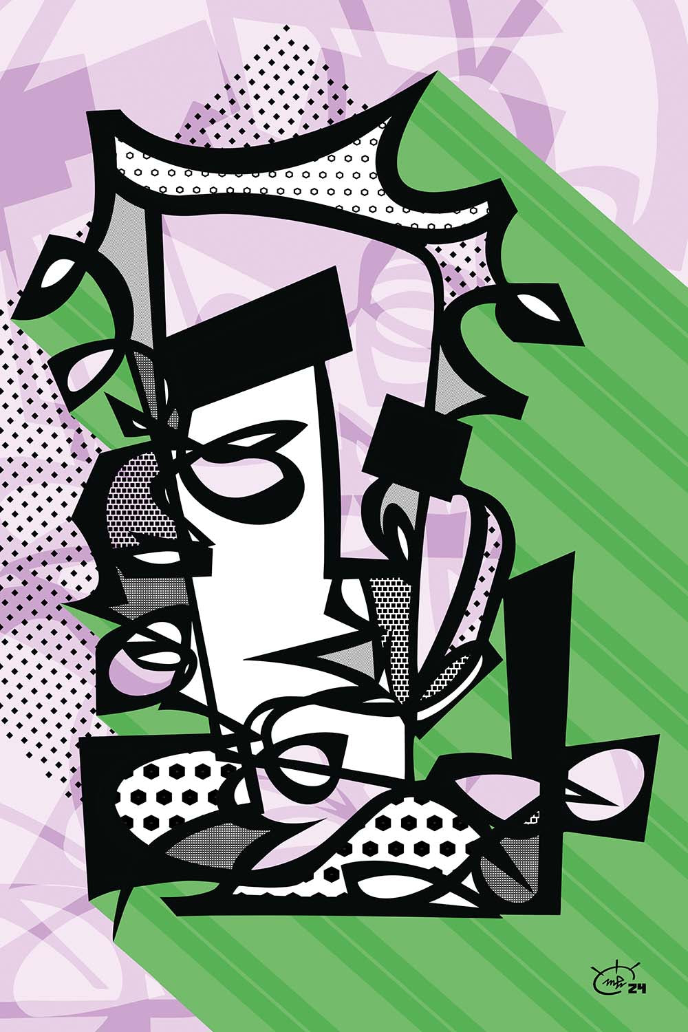 PUNKA | Modern abstract stylized one line canvas art print
