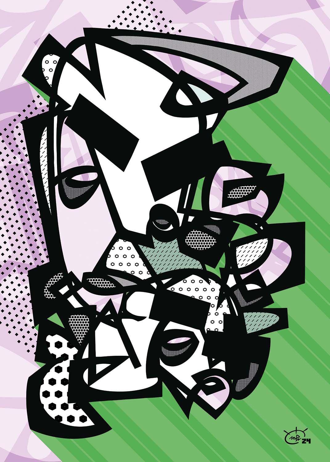 KUSH KUSH | Single line painting modern abstract canvas art print
