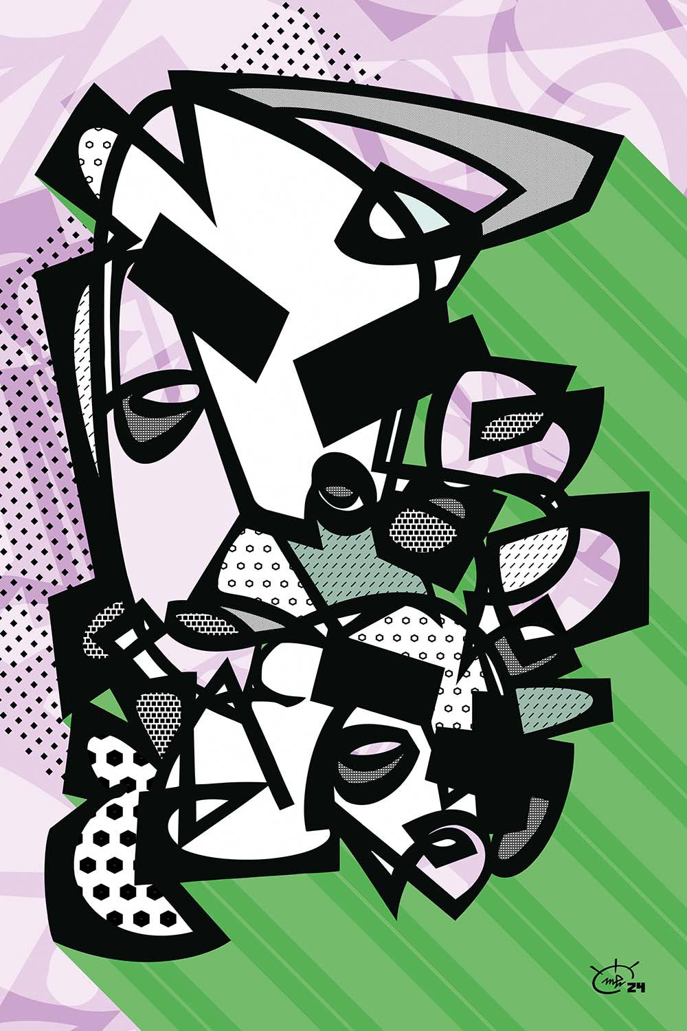 KUSH KUSH | Single line painting modern abstract canvas art print