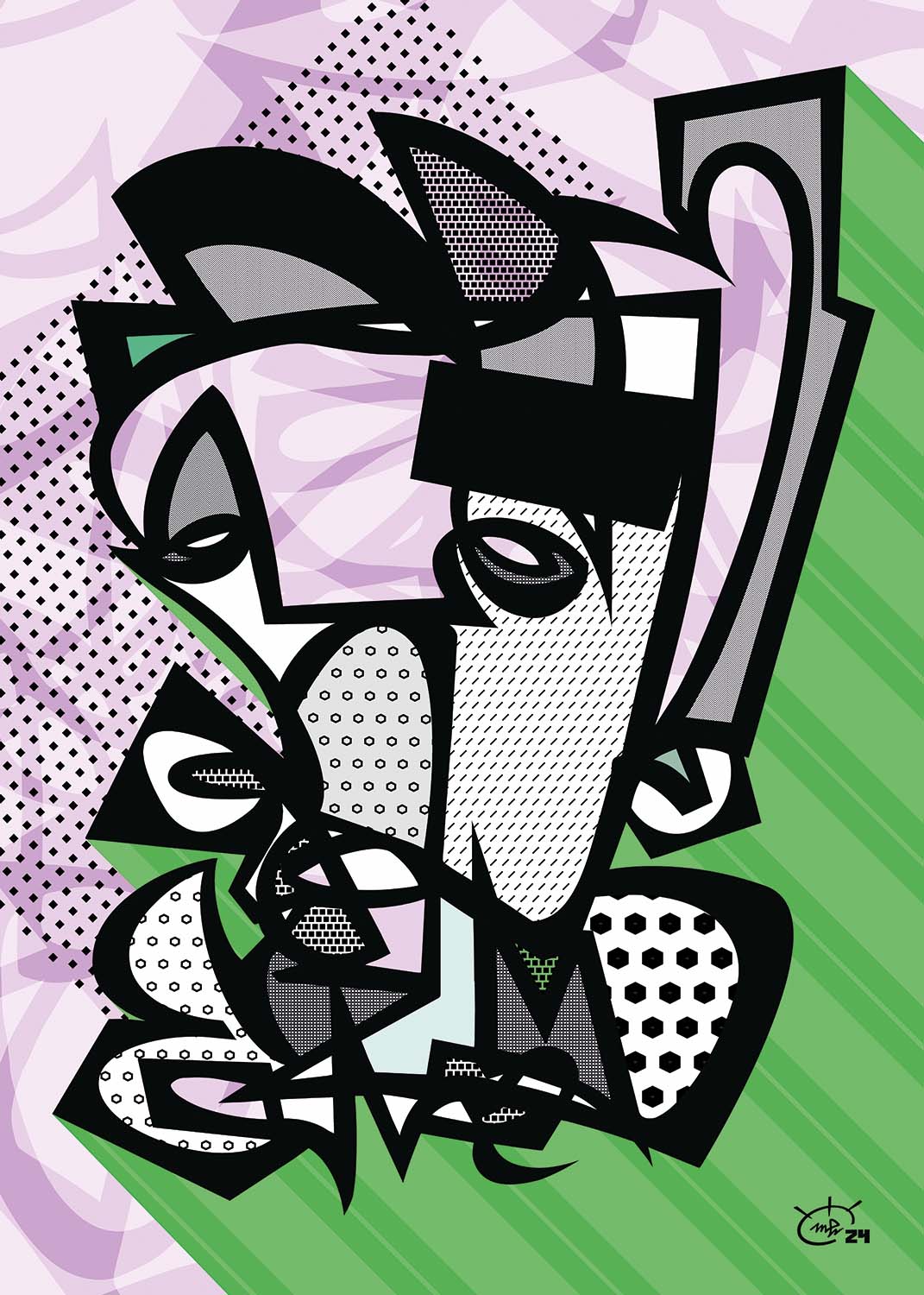 GRUMPY | Single line abstract canvas art print