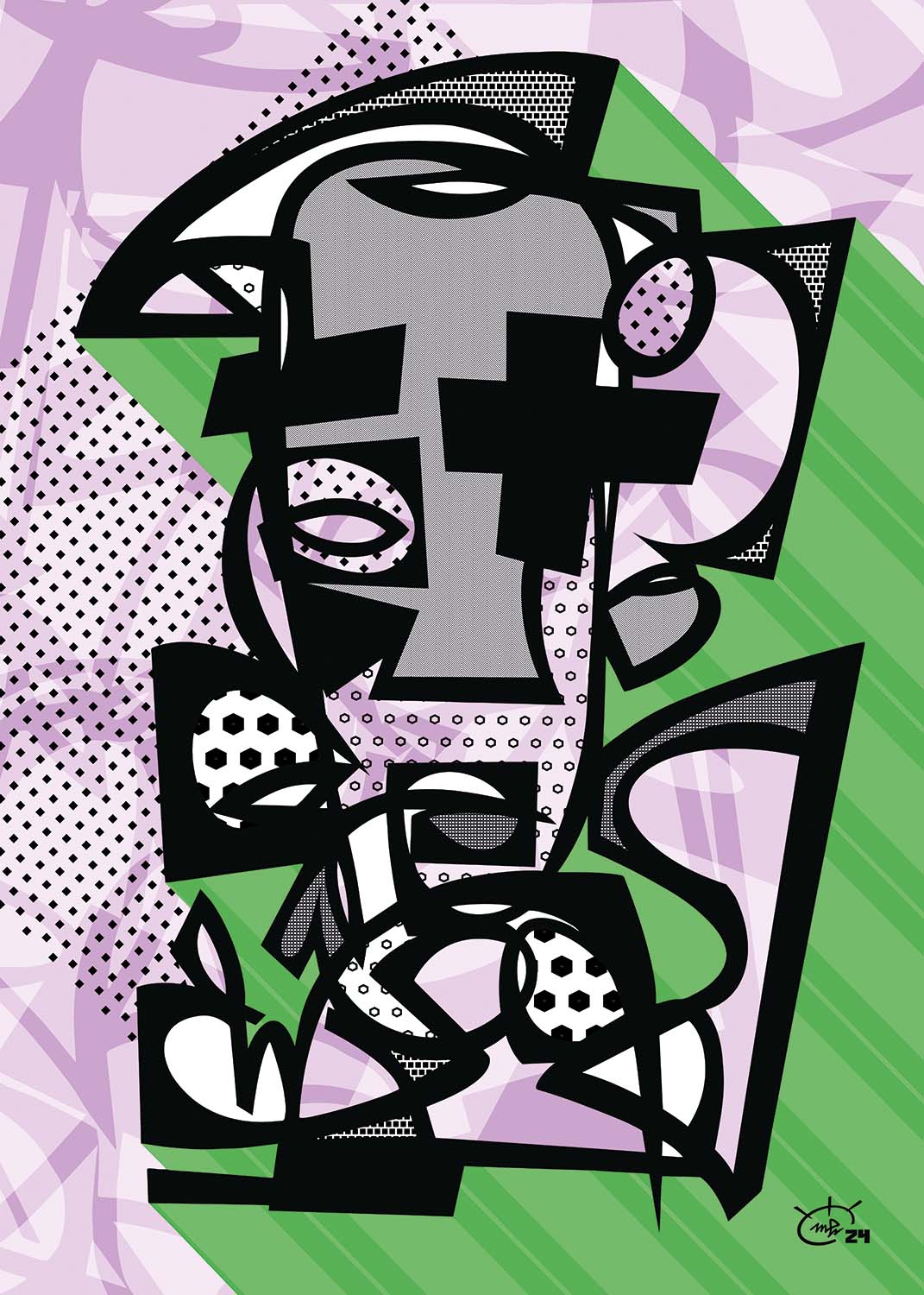 DJANGO | Abstract cubist canvas art print