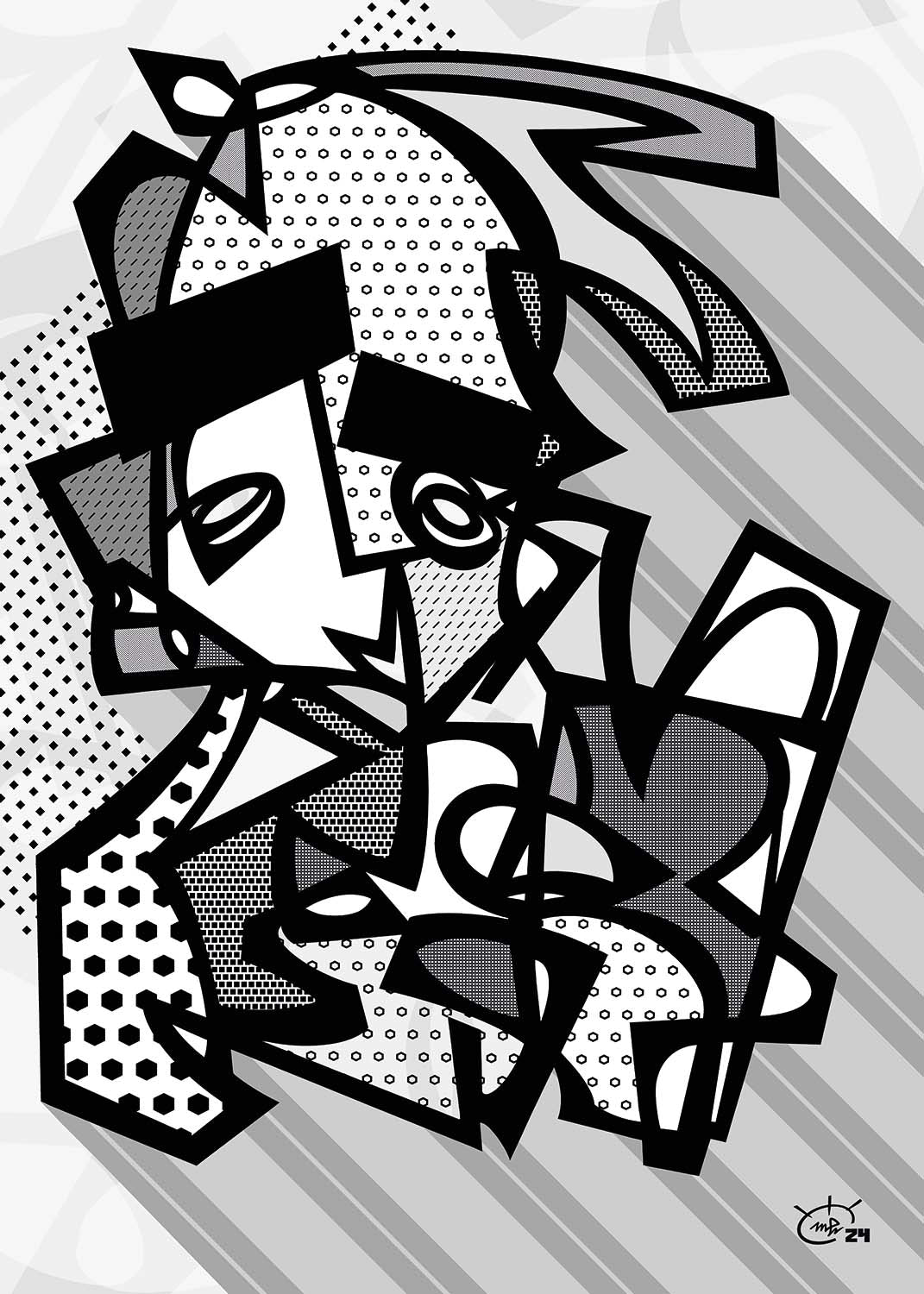 TIM IDO | One line modern abstract fine art poster