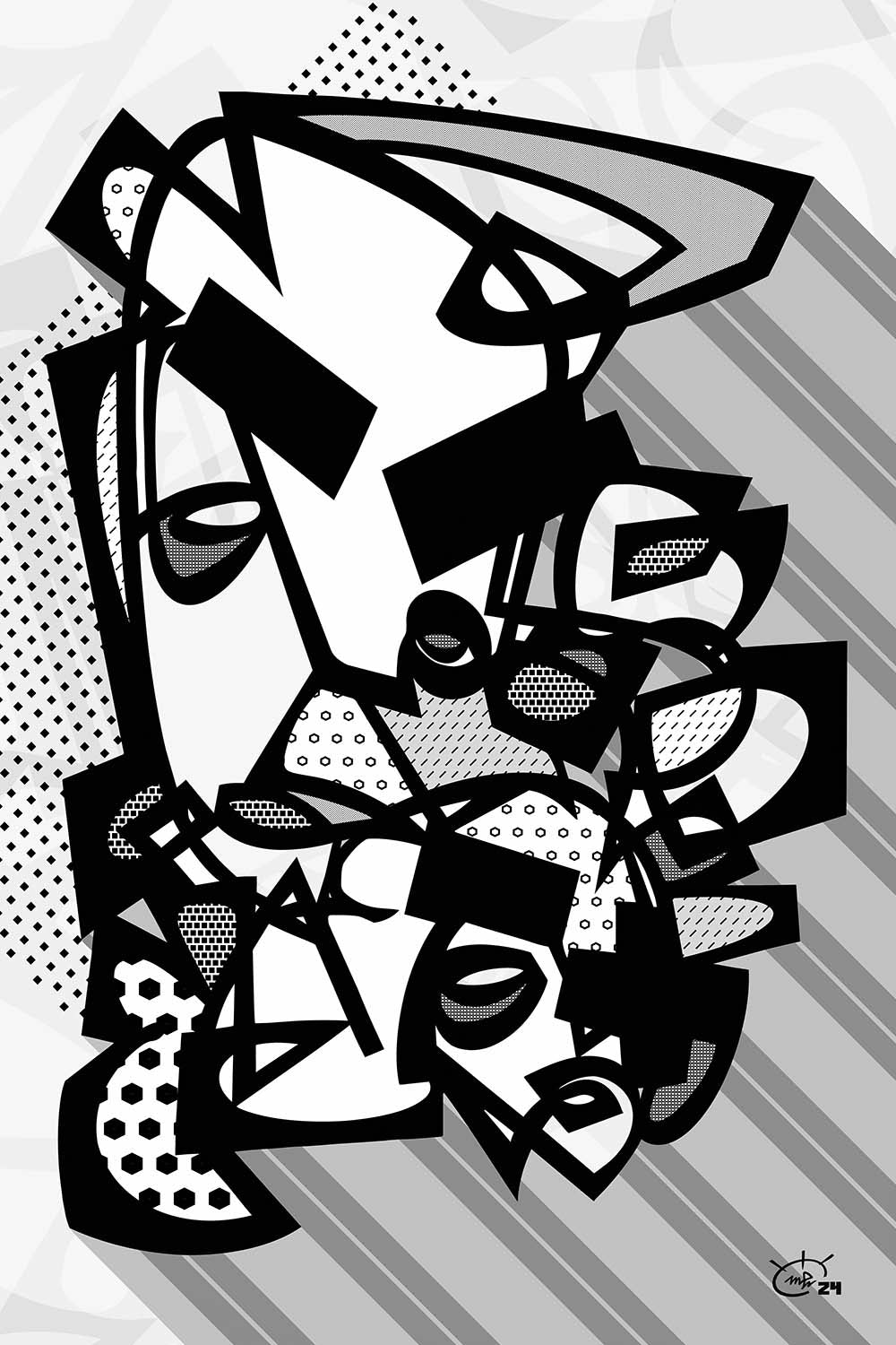 KUSH KUSH | Single line painting modern abstract canvas art print
