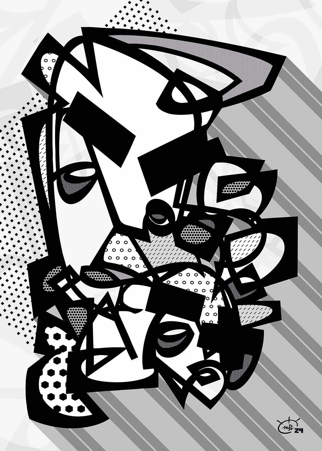 KUSH KUSH | Single line painting modern abstract canvas art print