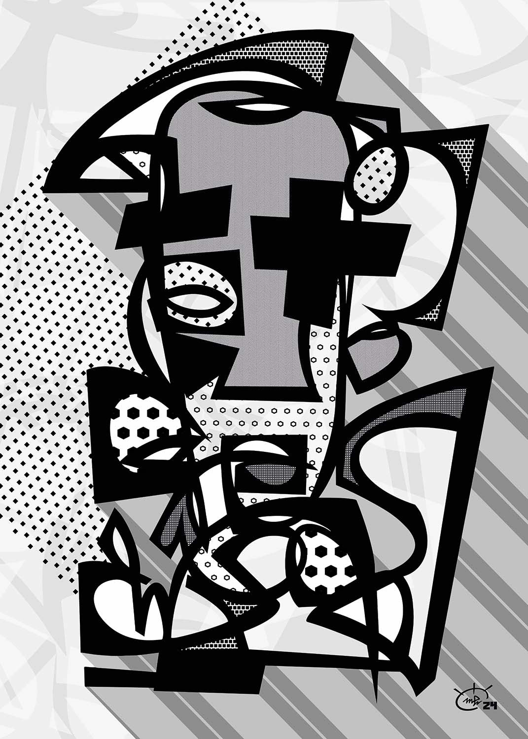 DJANGO | Abstract cubist canvas art print