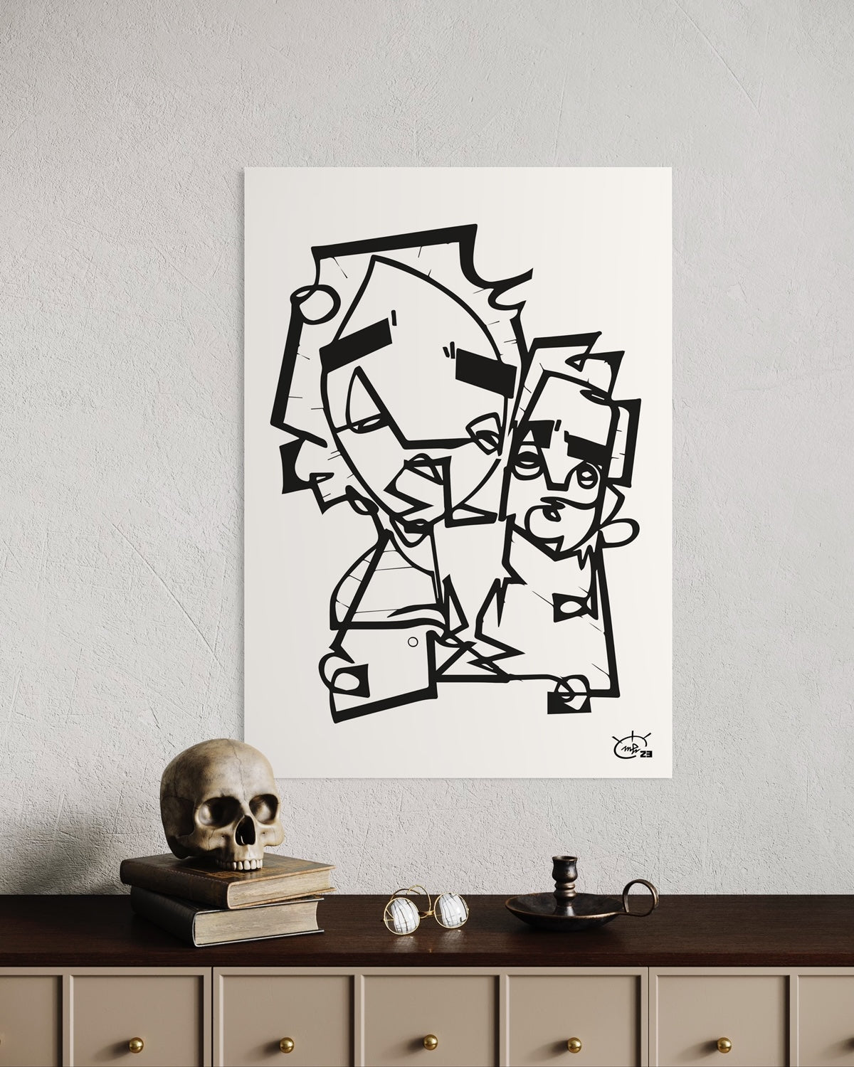 ASK GRANDMA | Single line modern art canvas print
