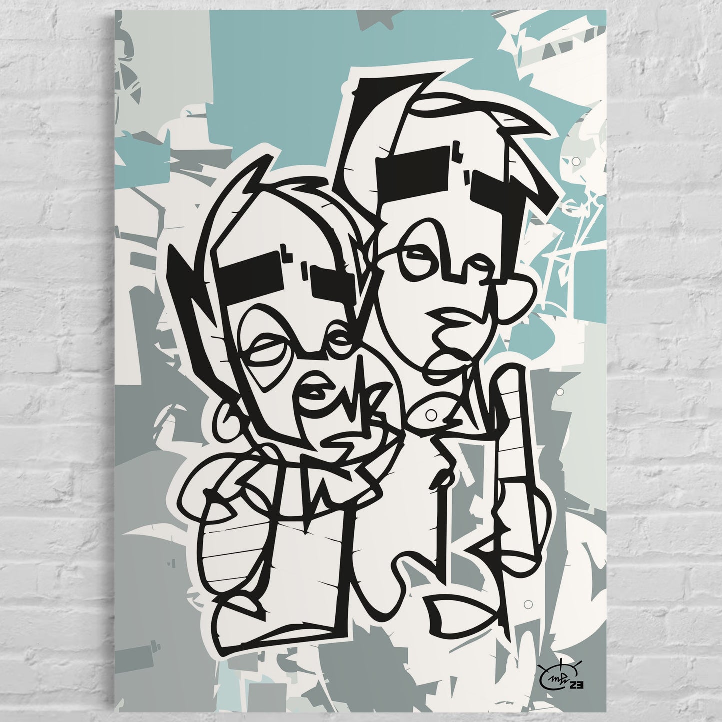 BROTHERHOOD | Single line drawing cubism art poster