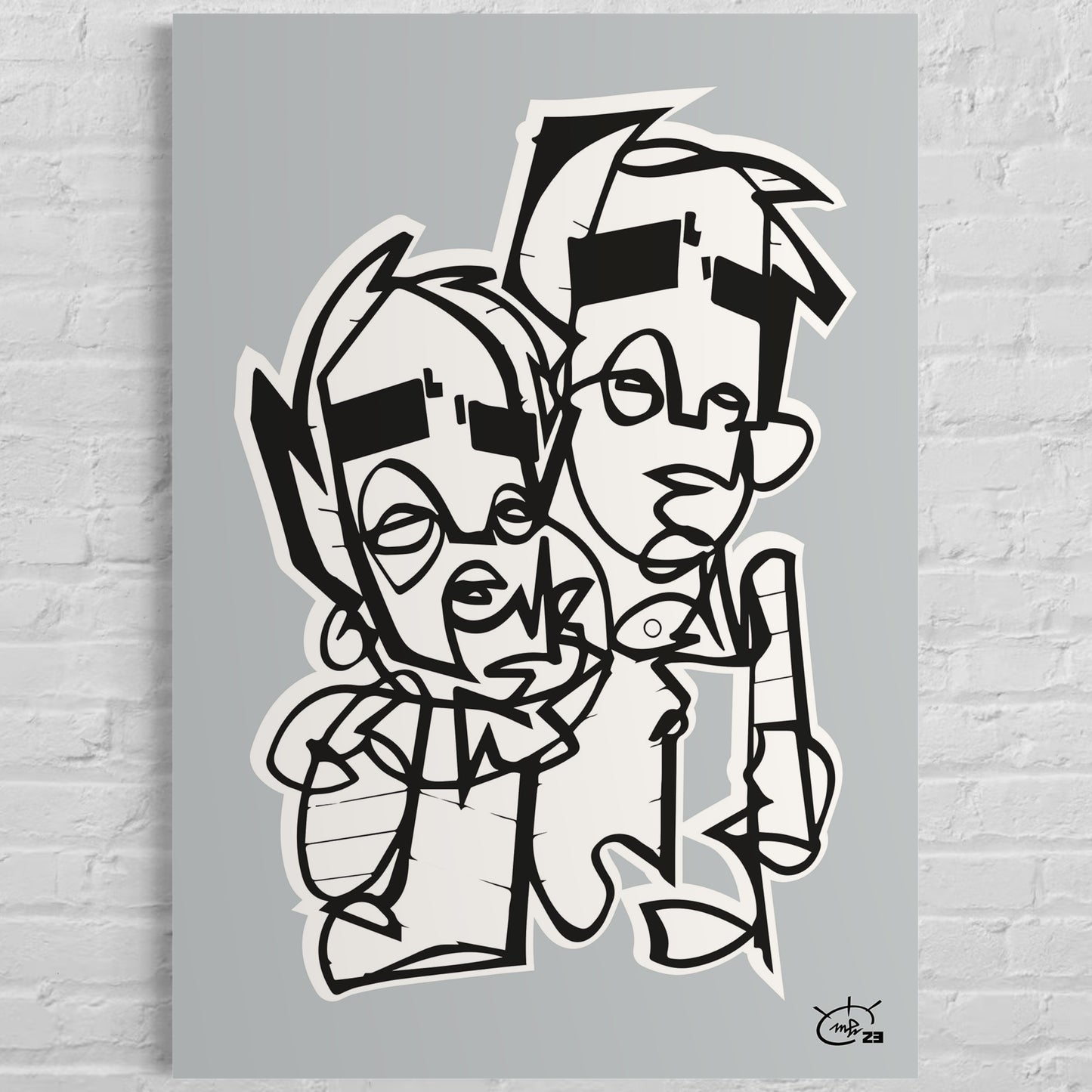BROTHERHOOD | Single line drawing cubism art poster