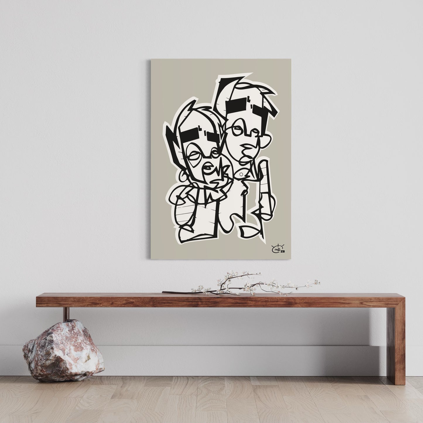 BROTHERHOOD | Single line drawing cubism art poster