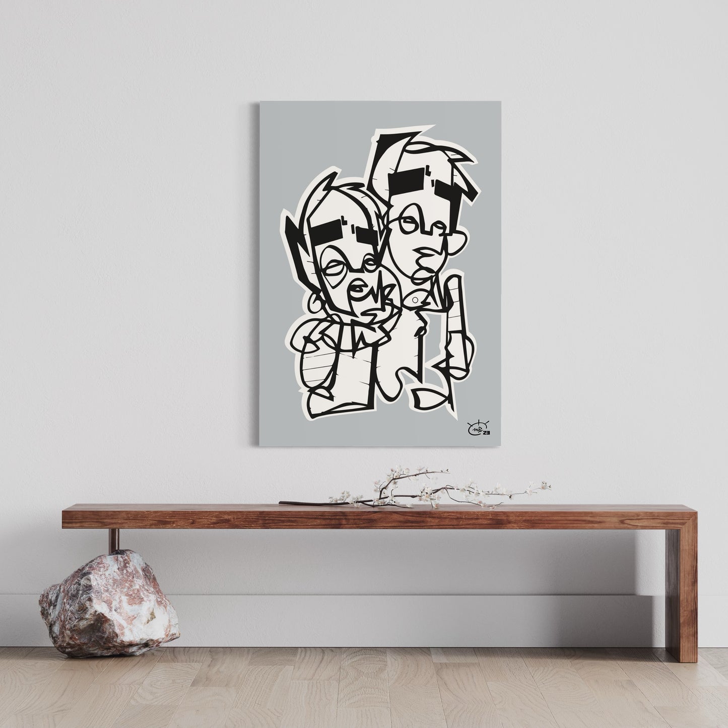 BROTHERHOOD | Single line drawing cubism art poster