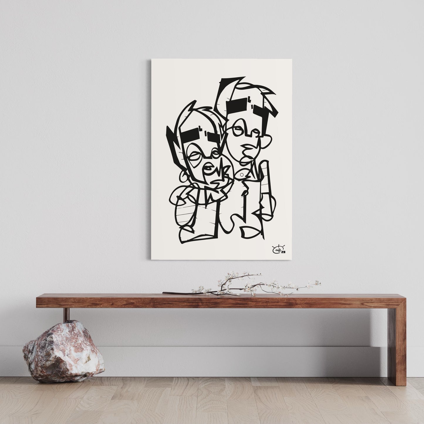 BROTHERHOOD | Single line drawing cubism art poster
