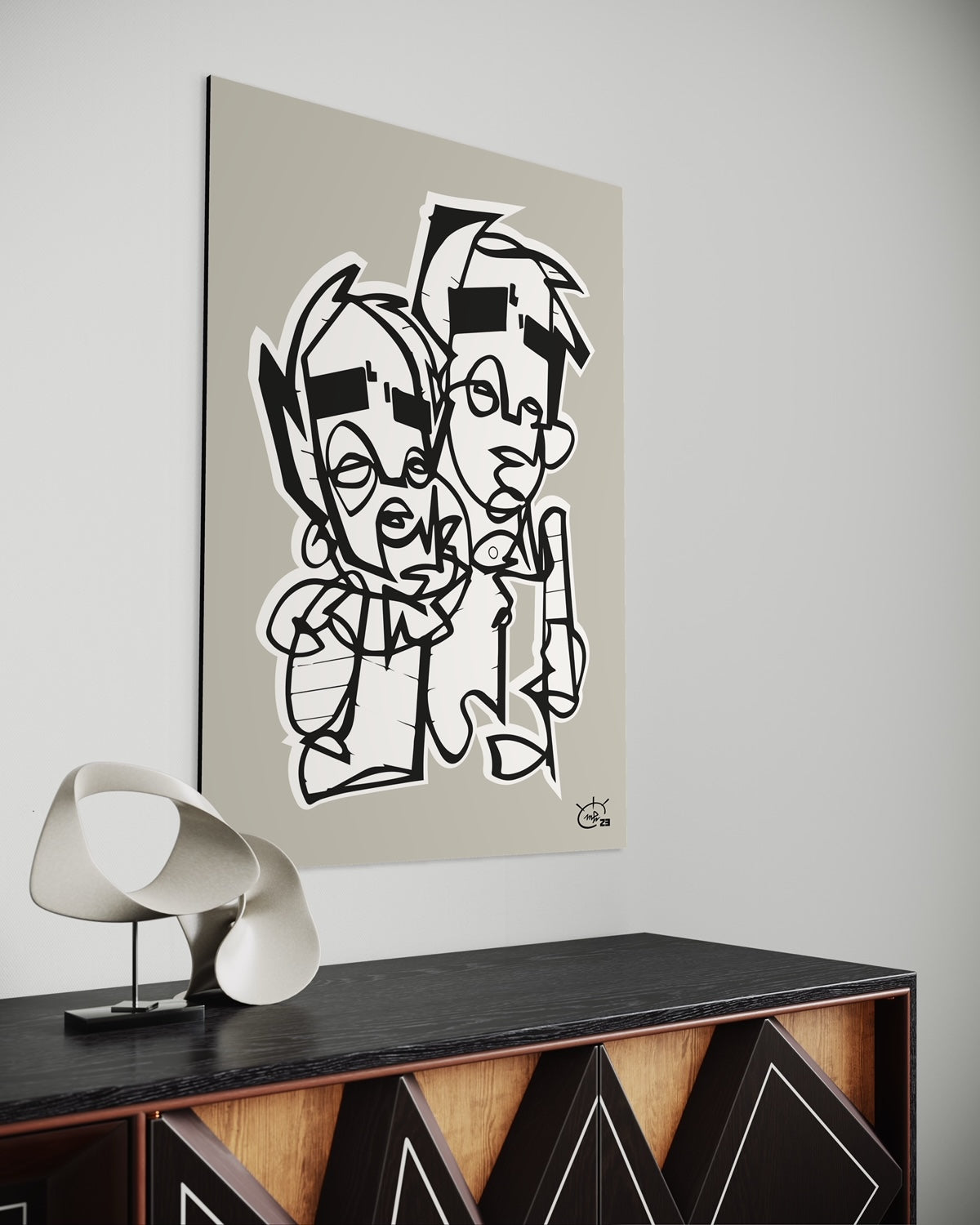 BROTHERHOOD | Single line drawing cubism art poster