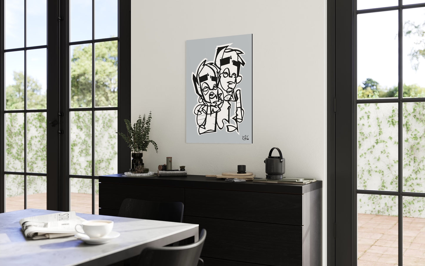 BROTHERHOOD | Single line drawing cubism art poster