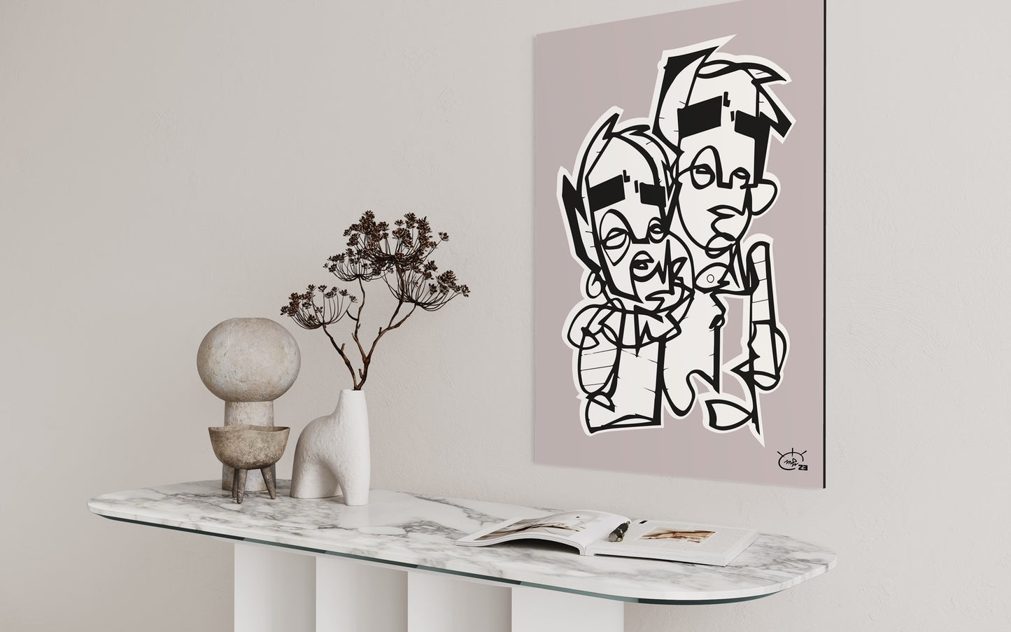 BROTHERHOOD | Single line drawing cubism art poster