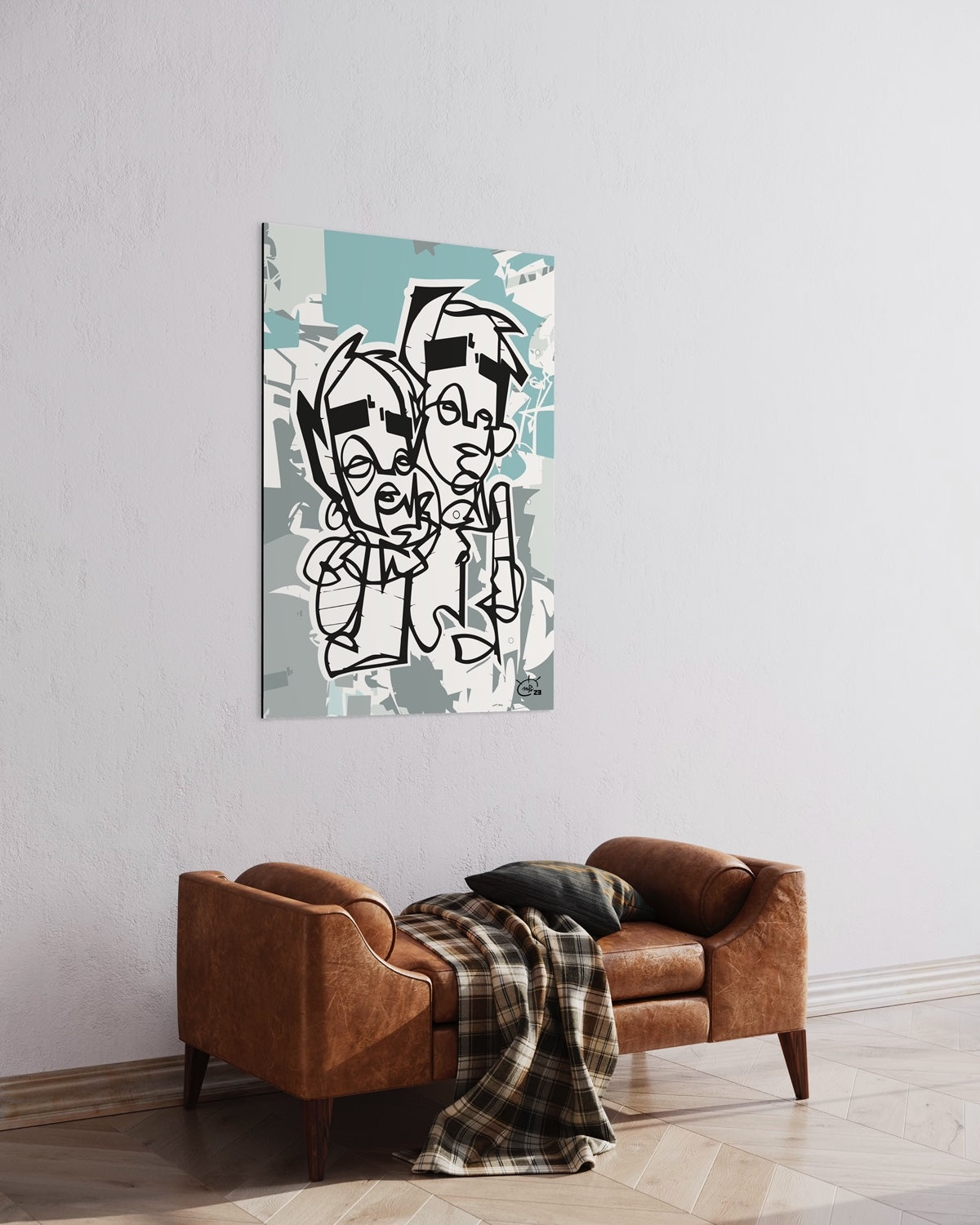 BROTHERHOOD | Single line drawing cubism art poster