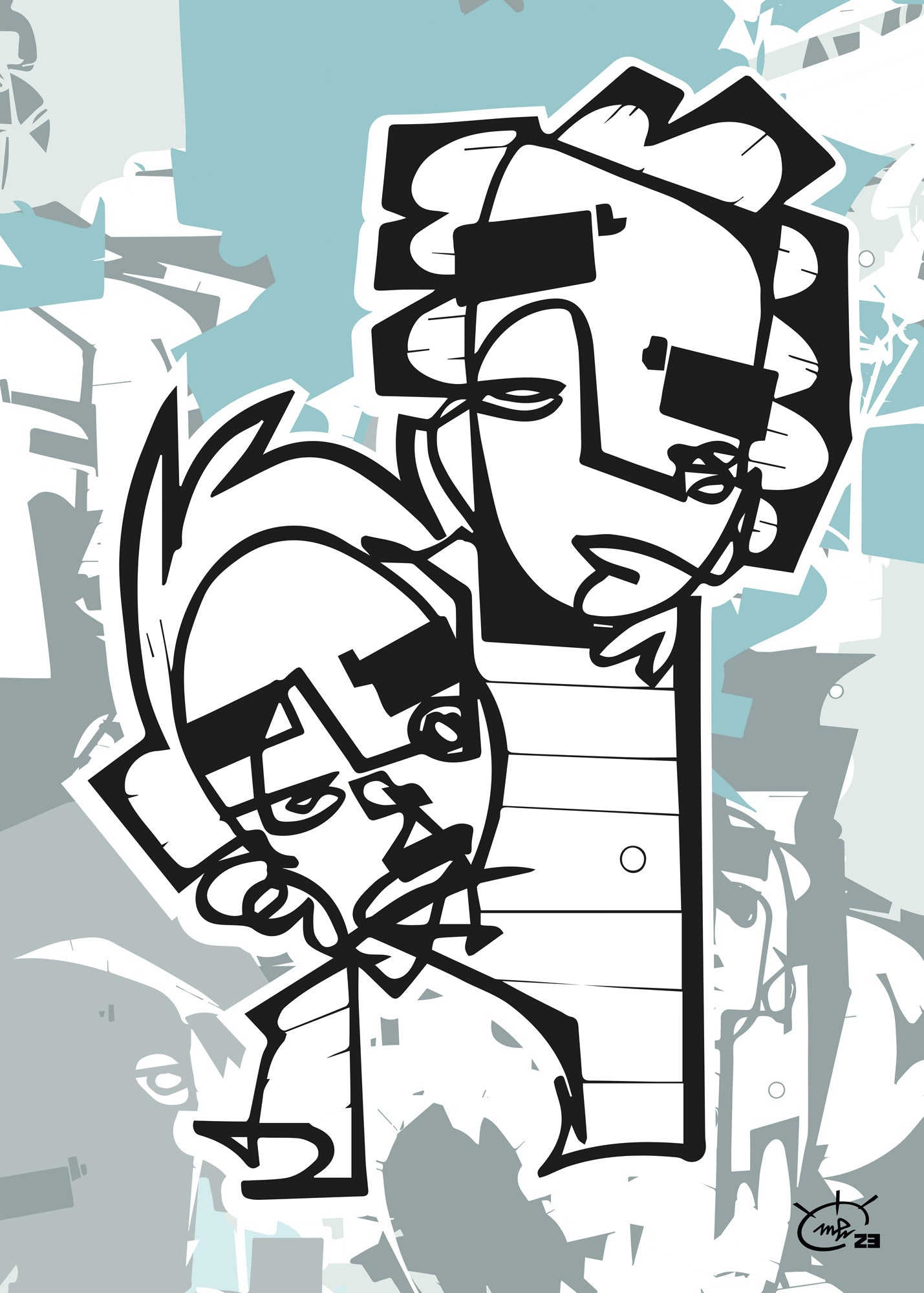 HIGHTOWER  | Line drawing modern cubism art poster