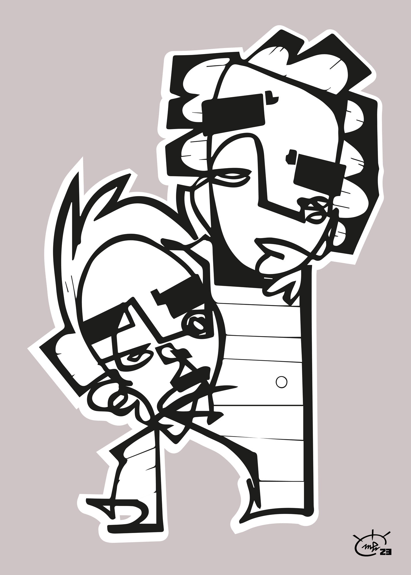 HIGHTOWER  | Line drawing modern cubism art poster