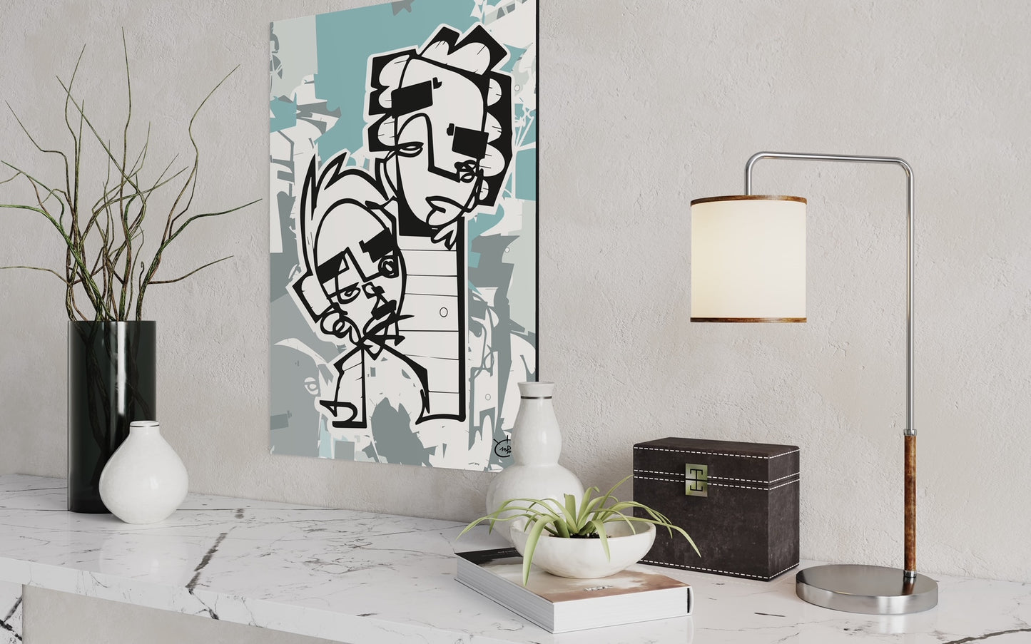 HIGHTOWER  | Line drawing modern cubism art poster