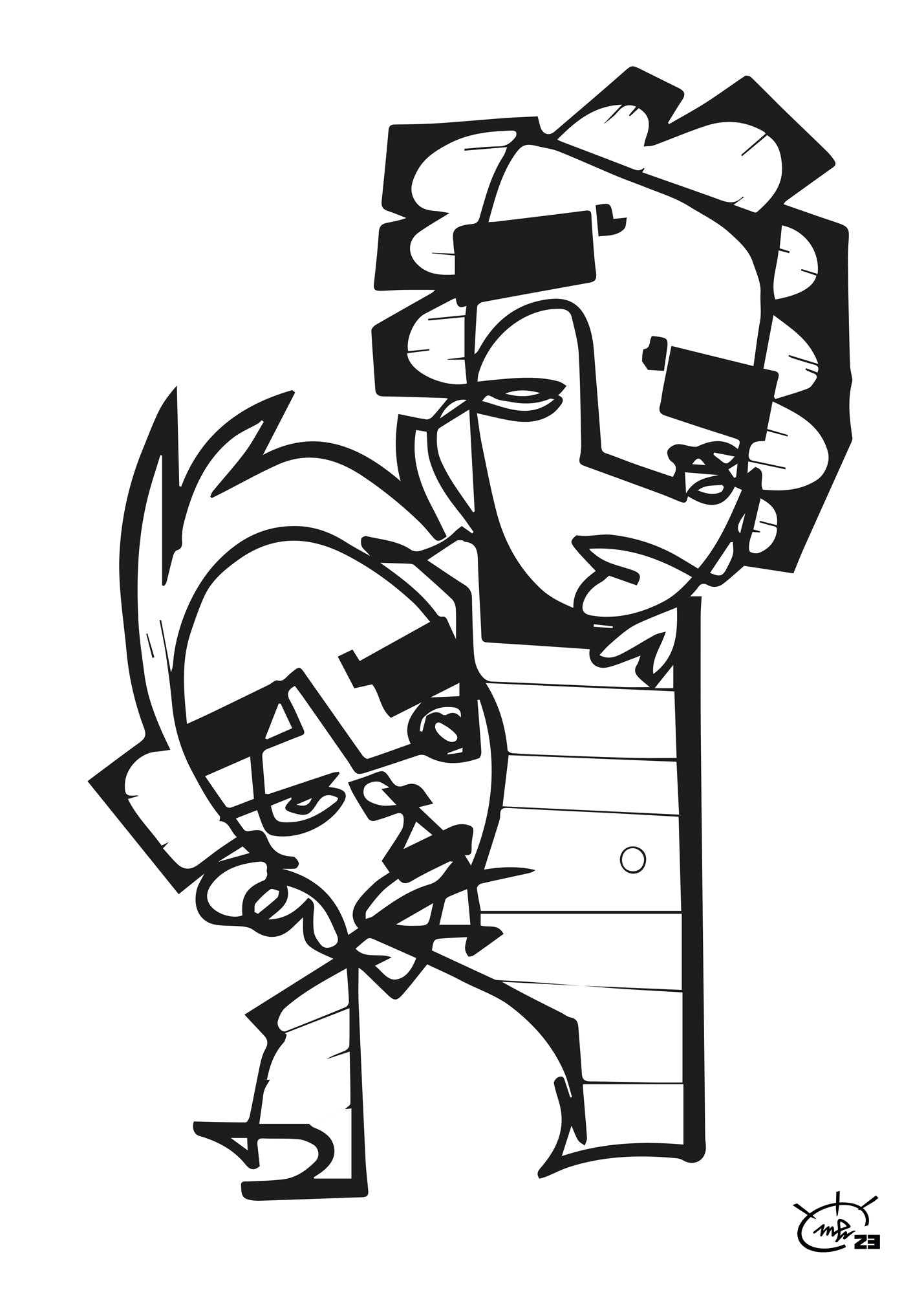 HIGHTOWER  | Line drawing modern cubism art poster