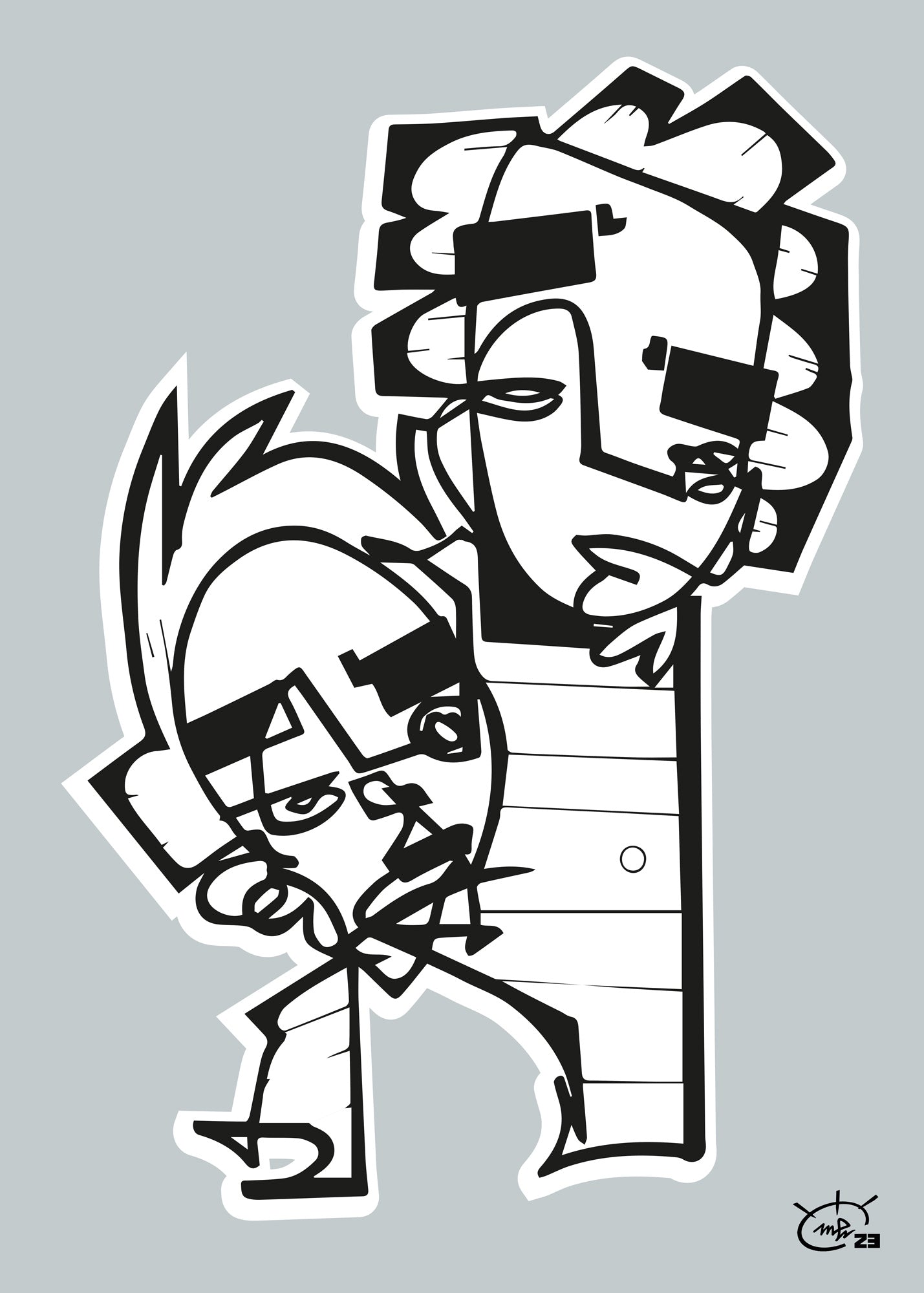HIGHTOWER  | Line drawing modern cubism art poster