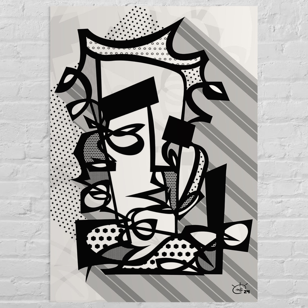 PUNKA | Modern abstract stylized one line canvas art print