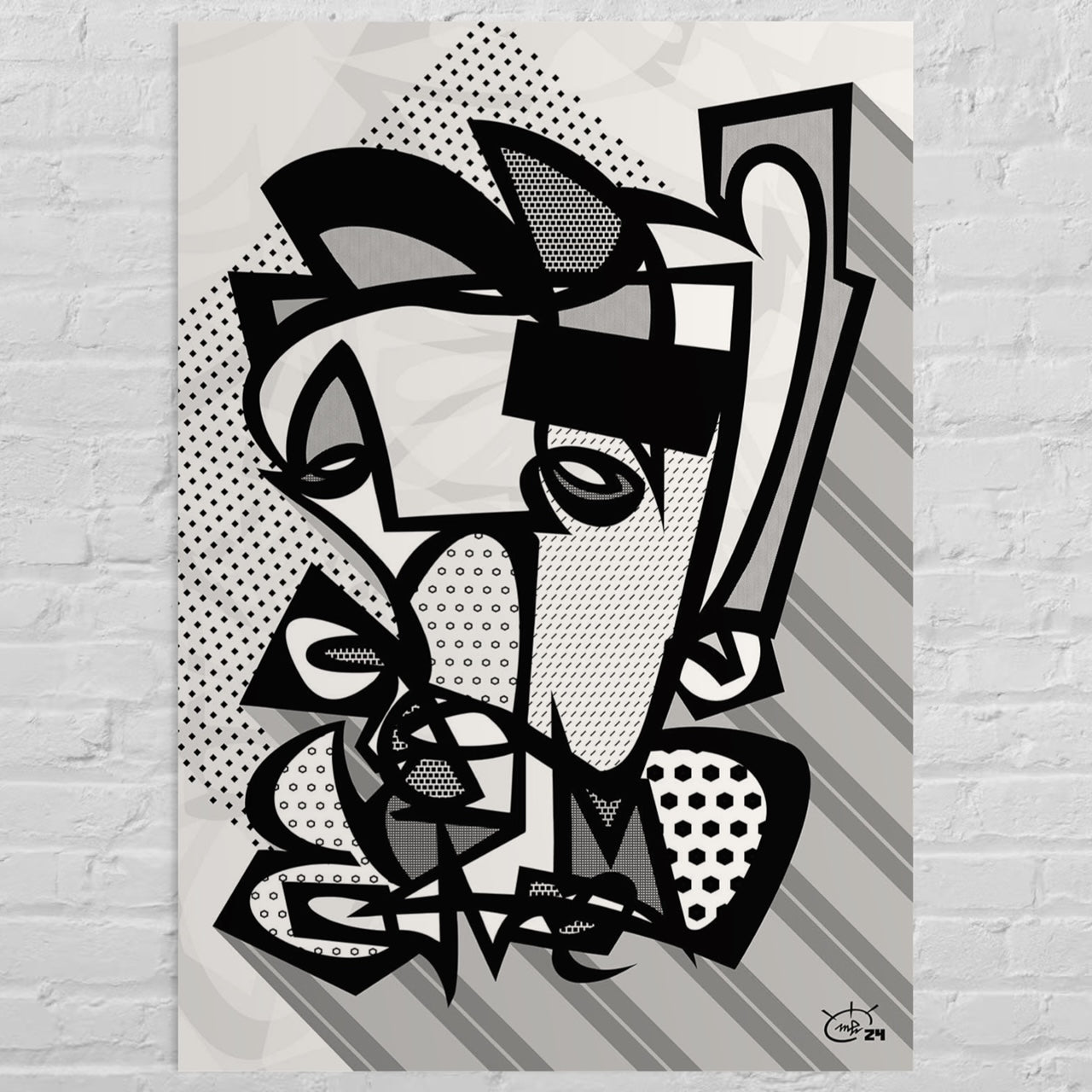 GRUMPY | Single line abstract canvas art print