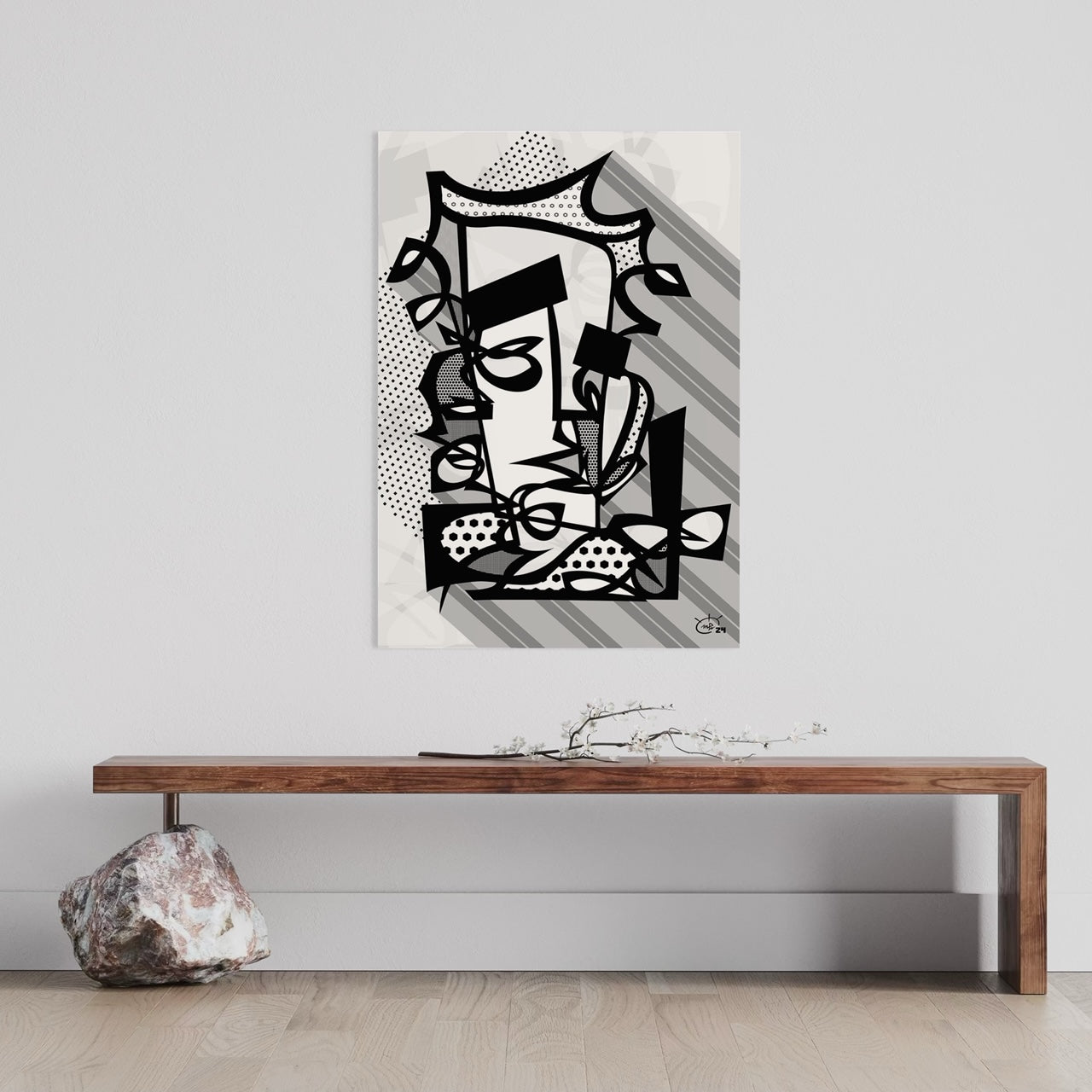 PUNKA | Modern abstract stylized one line canvas art print