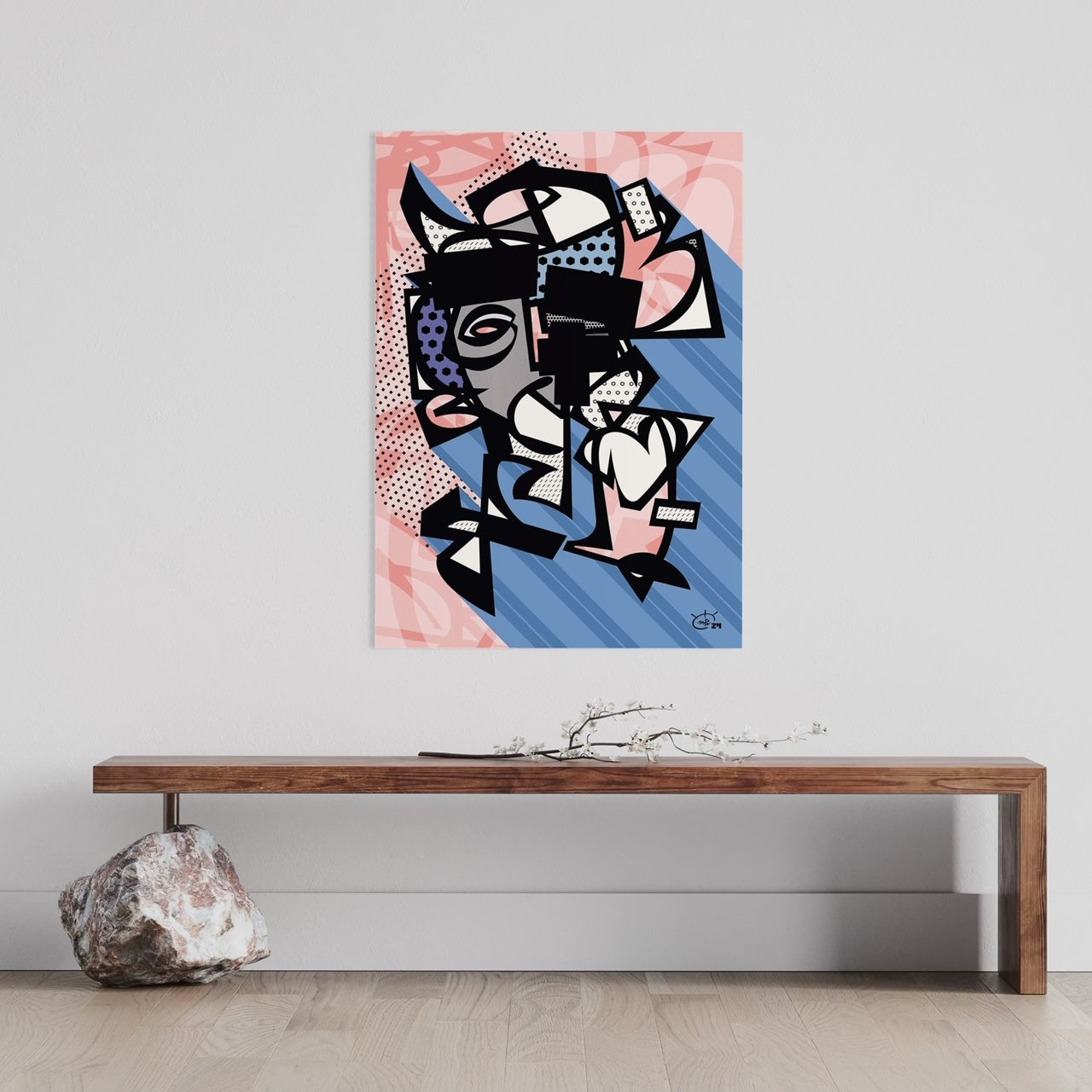 VATO LOCO | Single line modern abstract canvas art print