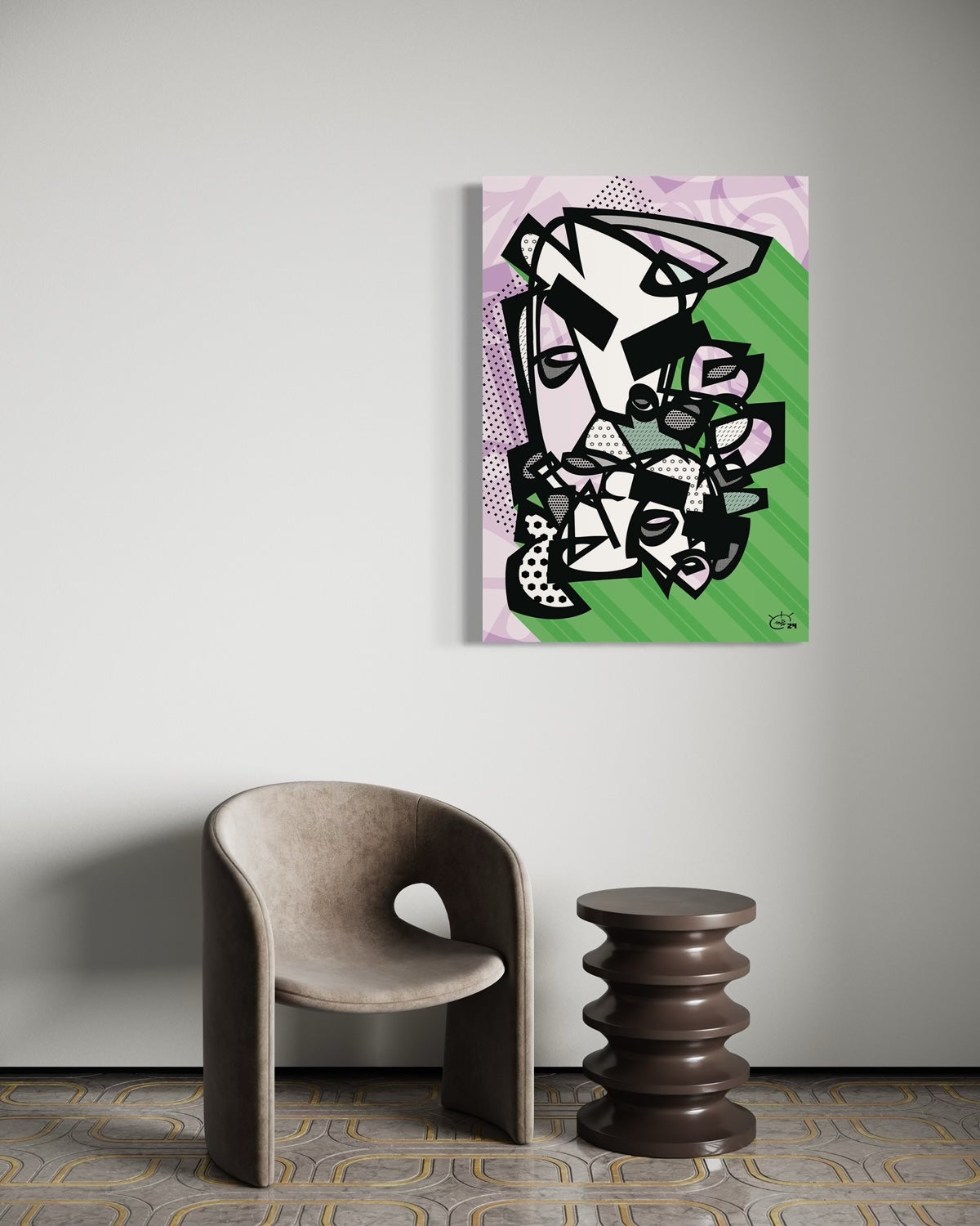 KUSH KUSH | Single line painting modern abstract canvas art print