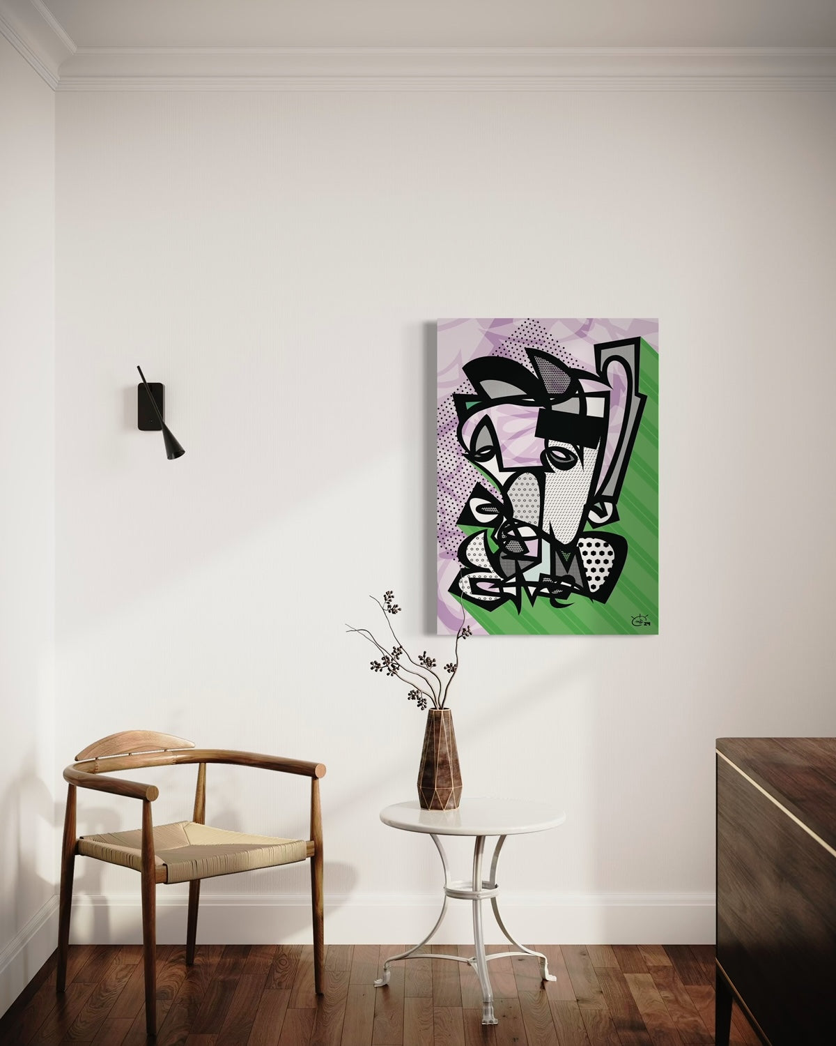 GRUMPY | Single line abstract canvas art print