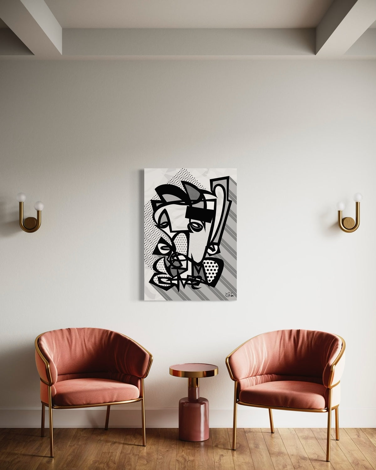 GRUMPY | Single line abstract canvas art print