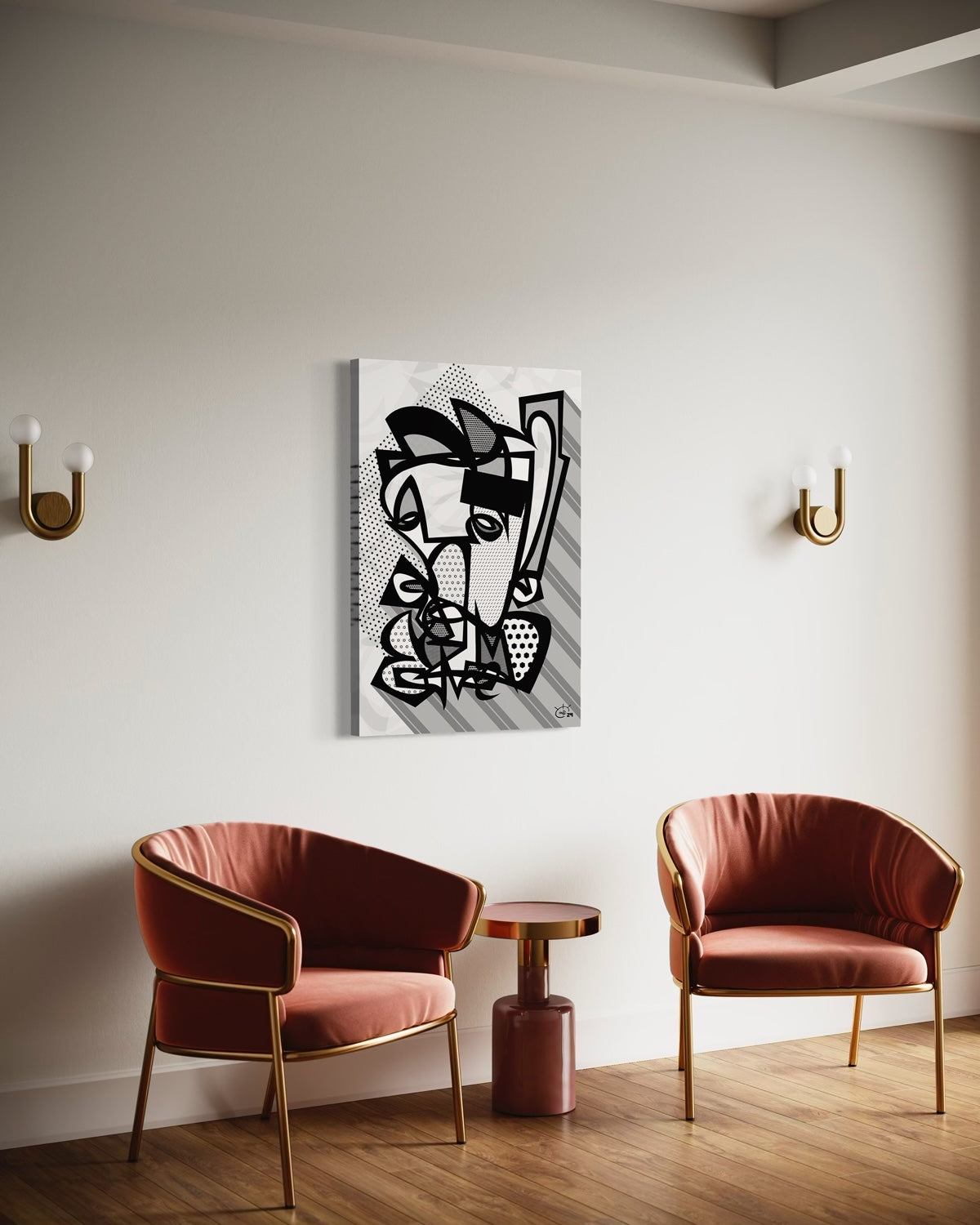 GRUMPY | Single line abstract canvas art print