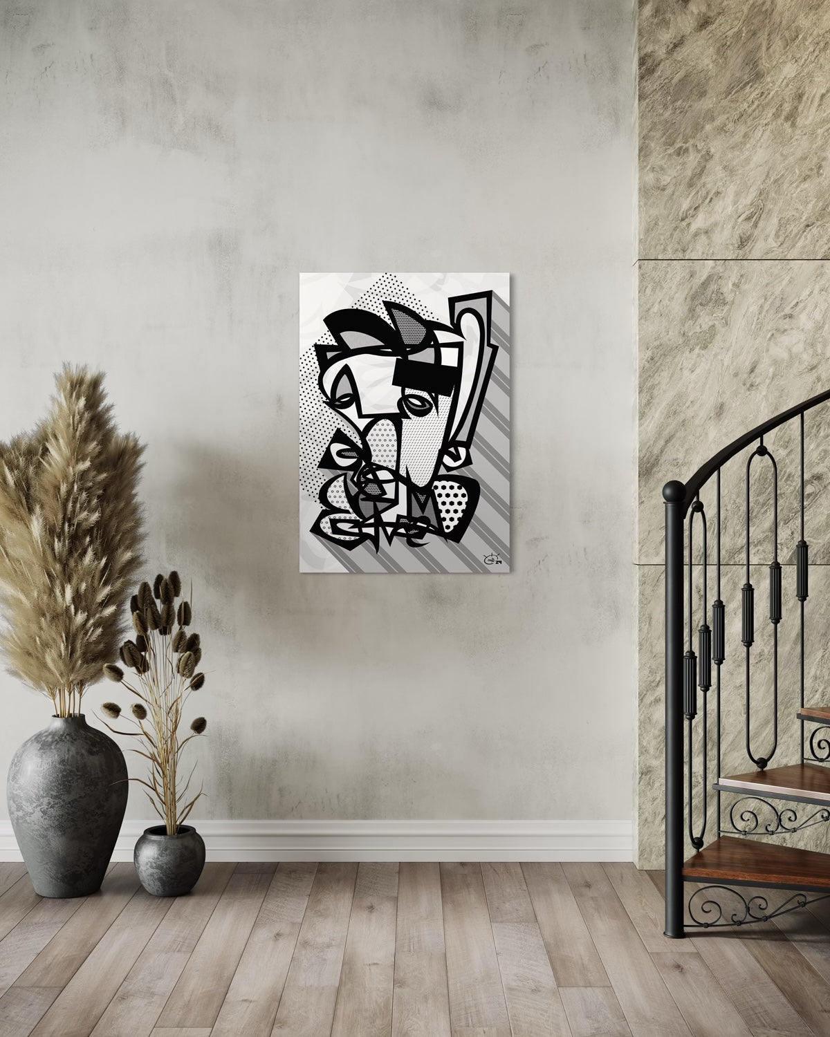 GRUMPY | Single line abstract canvas art print