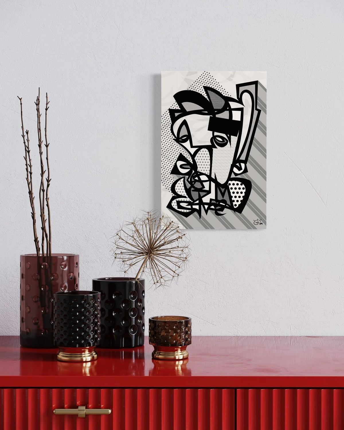 GRUMPY | Single line abstract canvas art print