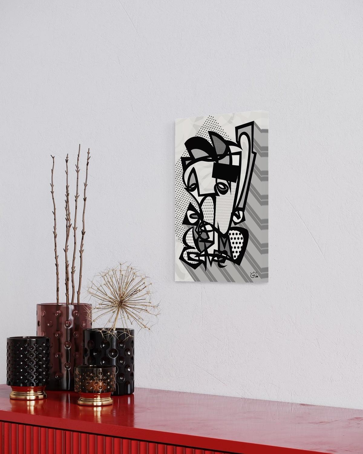 GRUMPY | Single line abstract canvas art print