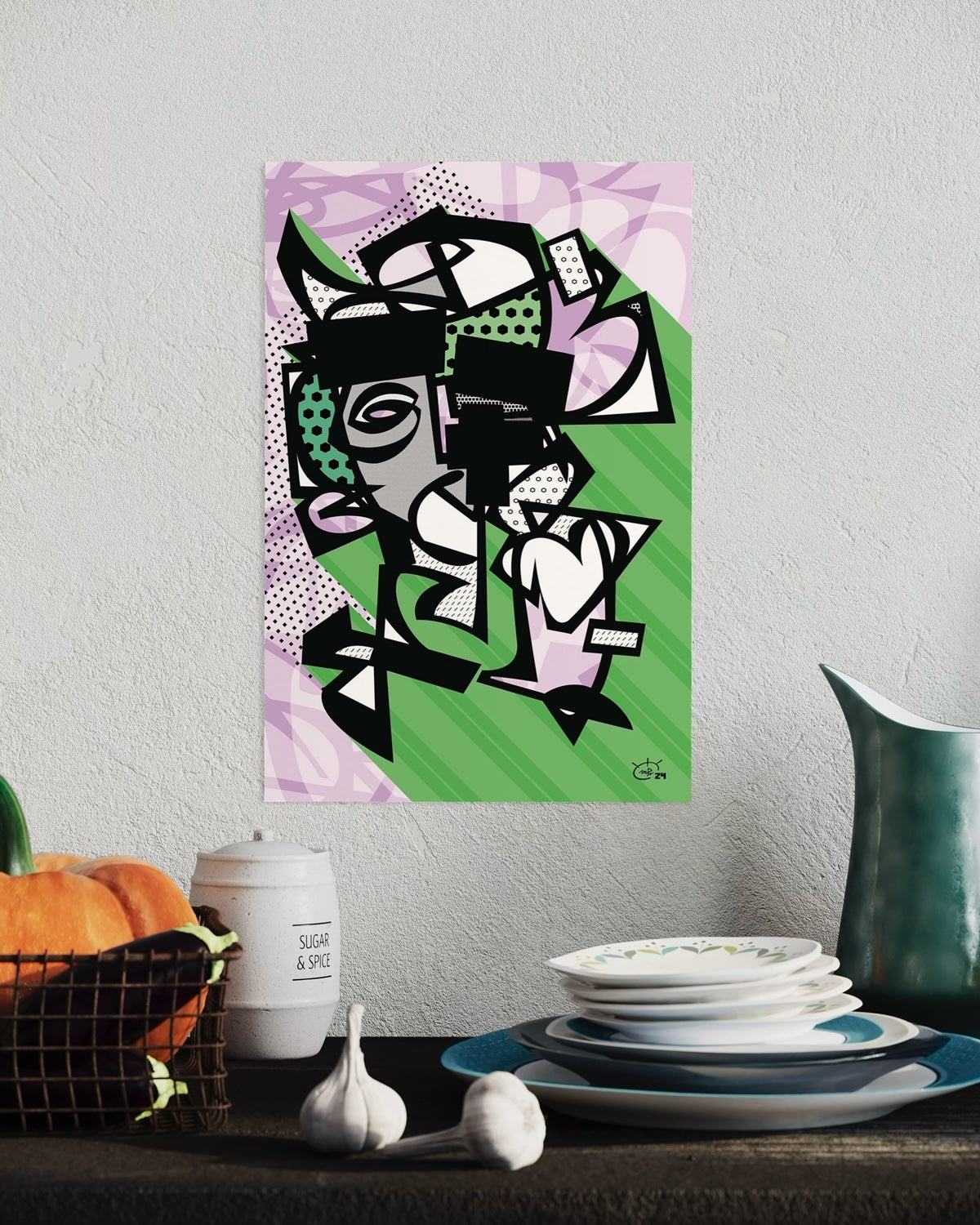 VATO LOCO | One line modern abstract fine art poster